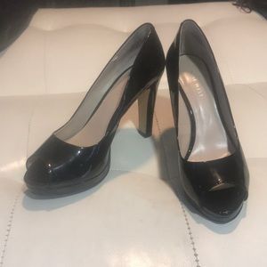 Nine West black open toe heels